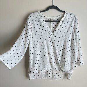 White Blouse with Black Polkadots